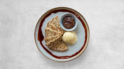 Pancake with Nutella and Vanilla Ice Cream