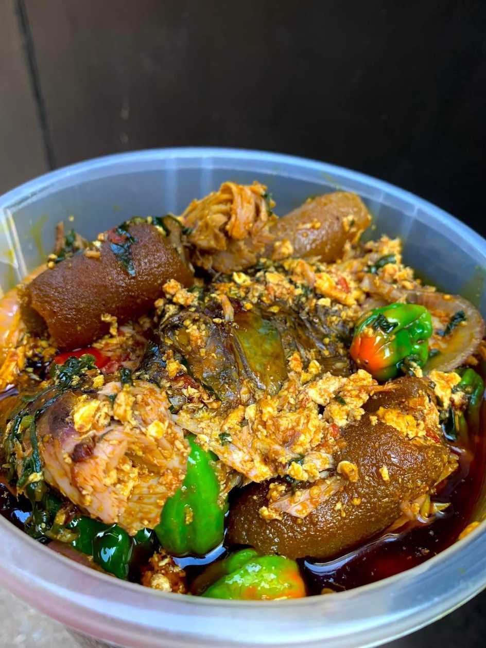 Bucket of nkontomire stew