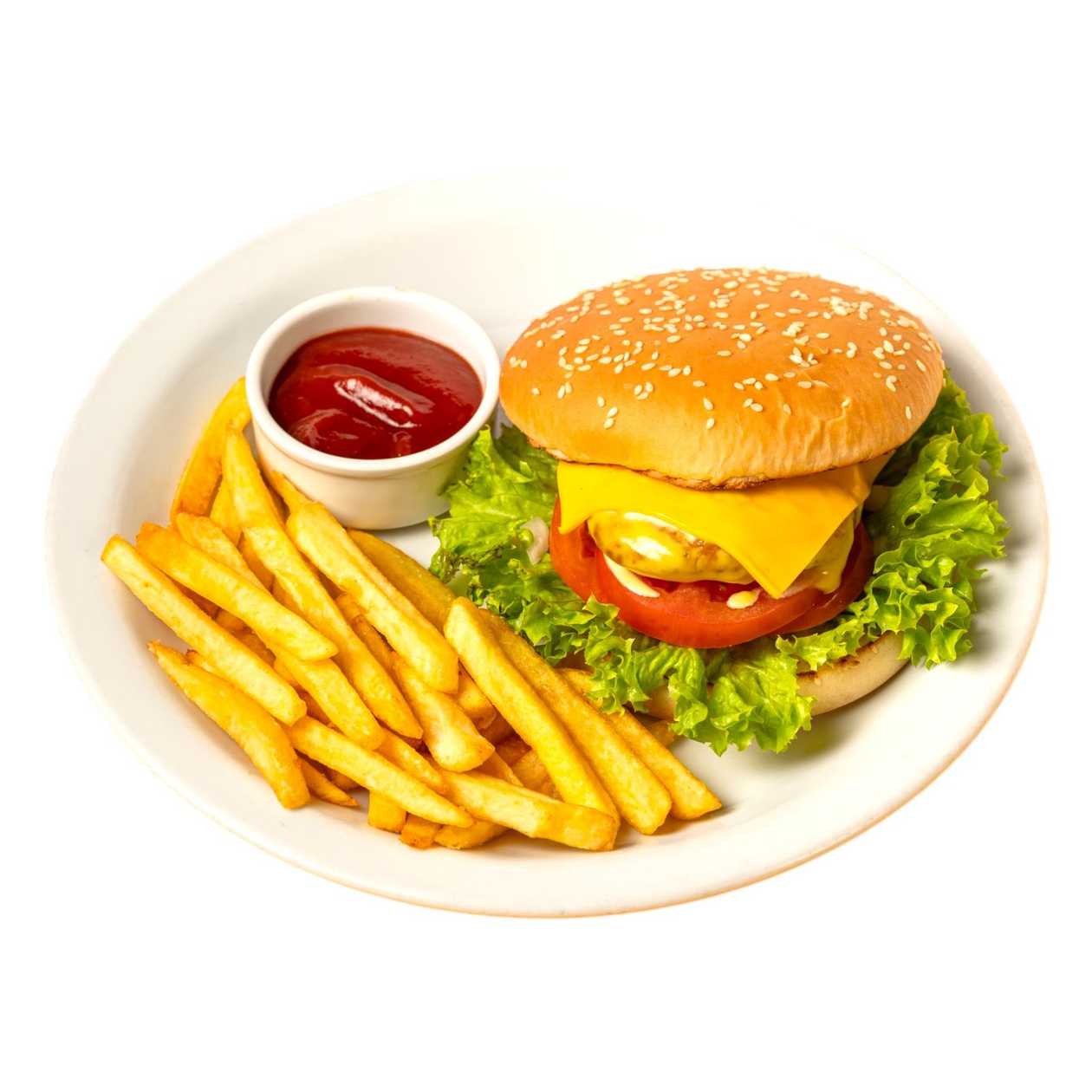 Chicken Burger with French Fries