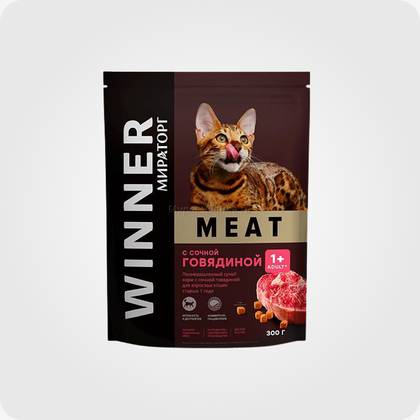 Dry Cat Food With Beef 300G (1+)