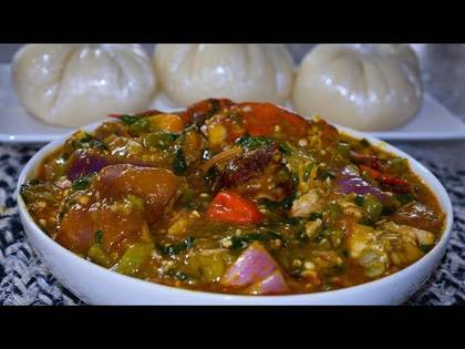 Banku with Okoro  stew