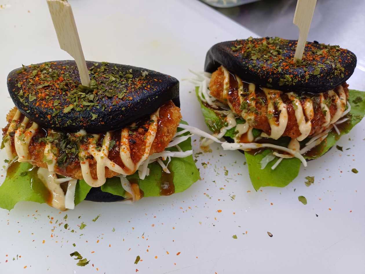 Black  Bao buns Menchi