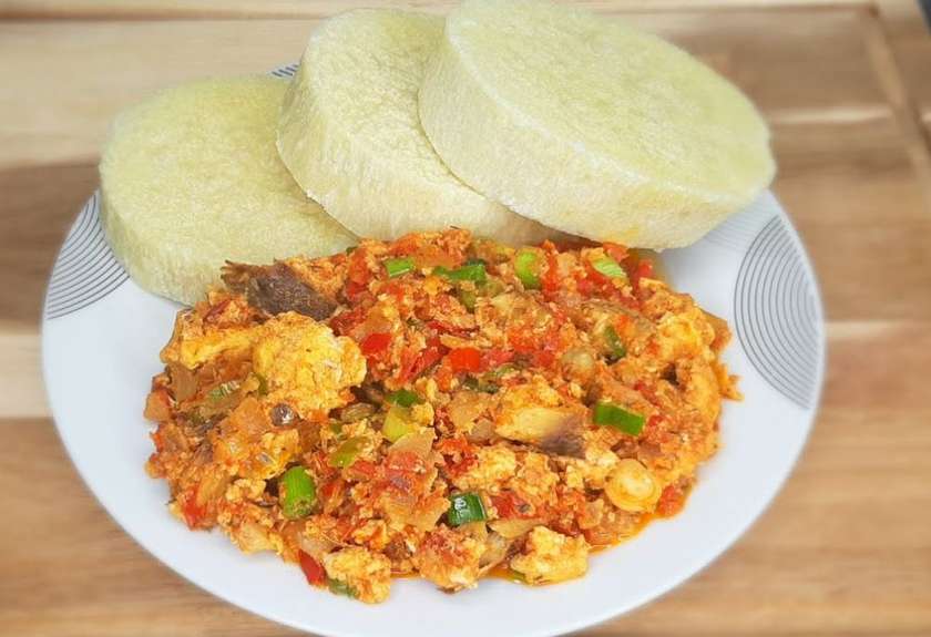 Boiled Yam & Canned beef egg stew