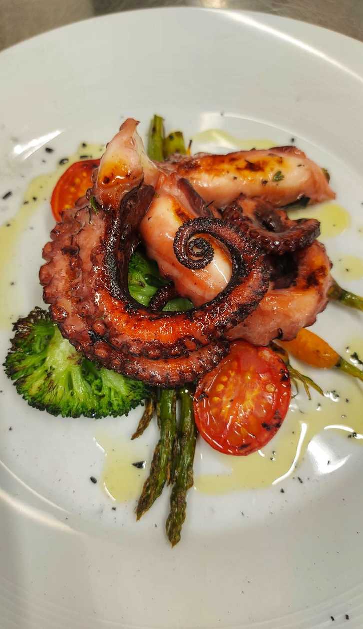 Octagon Octopus on a Bed of Vegetables