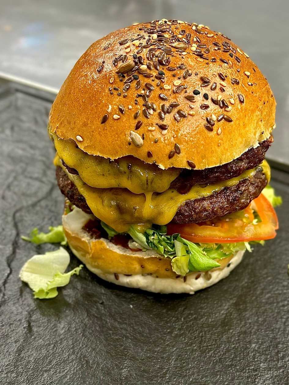 Make it double burger with wedges and parmesan
