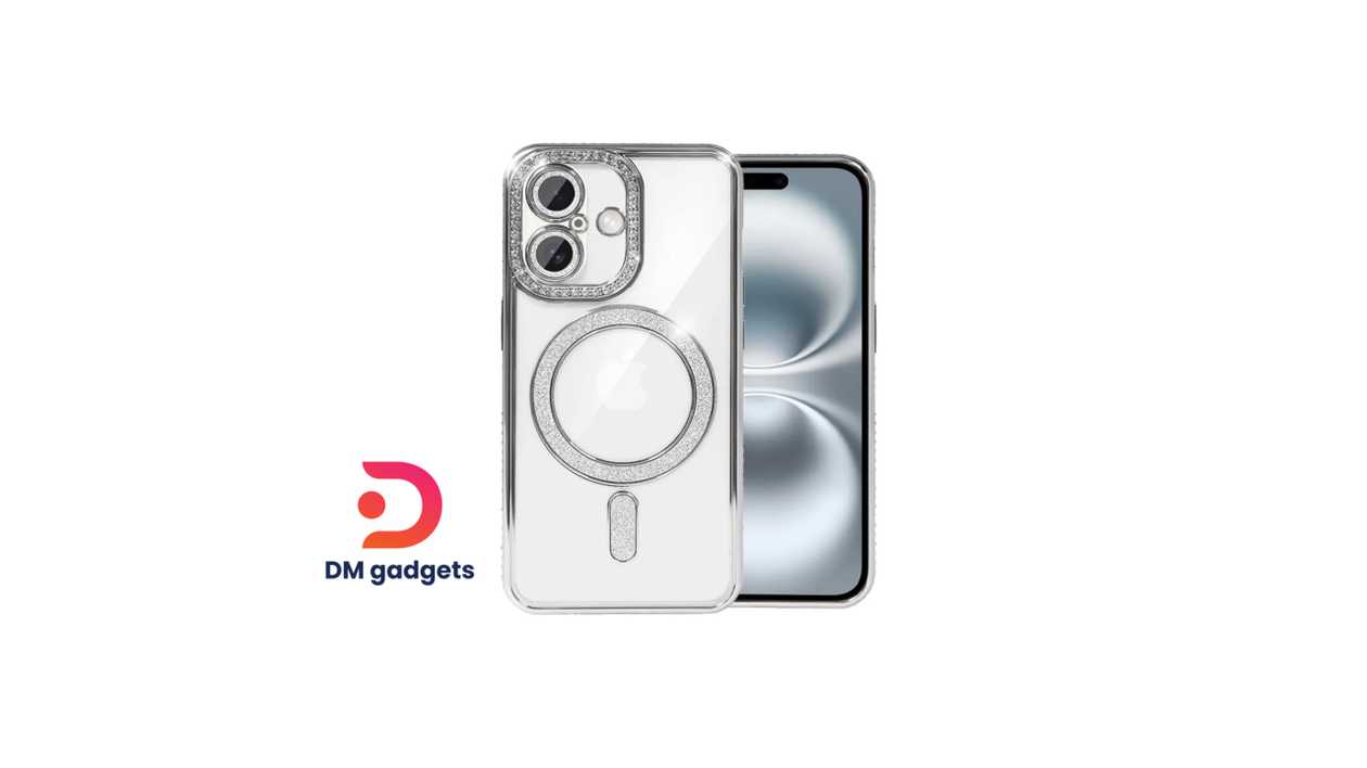 #616E#DM® iPhone 16 Diadem Glow Case, Glossy with MagSafe, Transparent, Silver