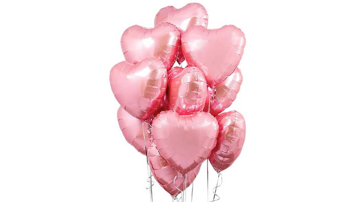 Helium Foil Balloons 10 HEARTS (pink)