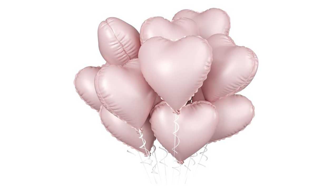 Helium Foil Balloons 10 HEARTS (pastel pink)