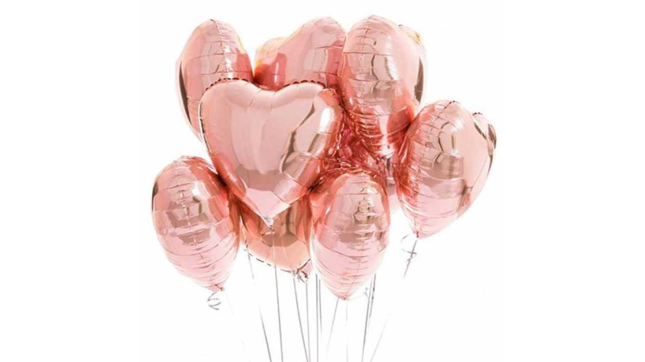 Helium Foil Balloons 10 HEARTS (rose gold)