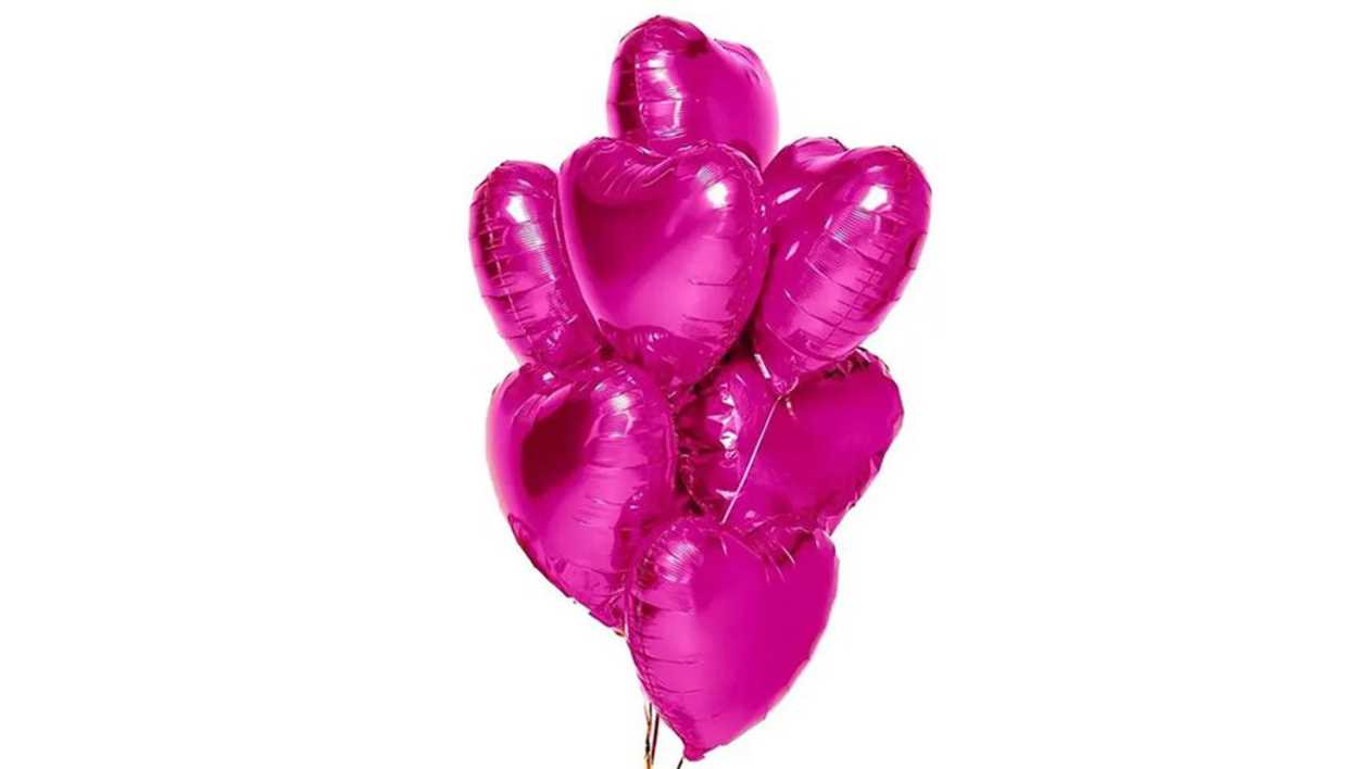Helium Foil Balloons 10 HEARTS (dark pink)