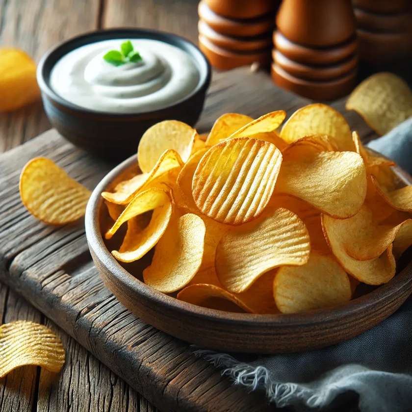 Homemade Fried Potato Chips with Dressing of Choice