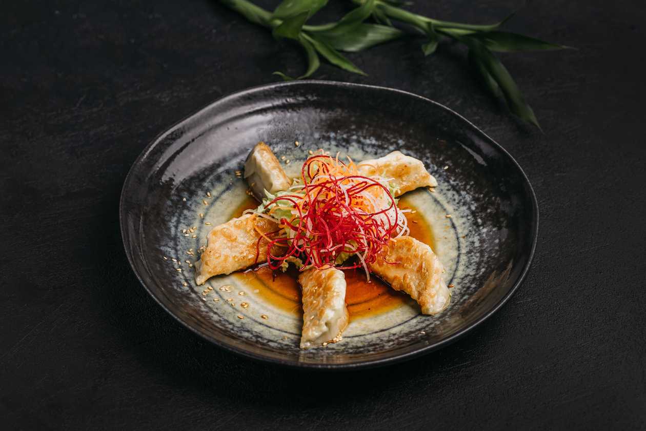 Crispy chicken gyoza