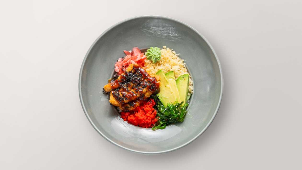 Fried Salmon Poke Bowl