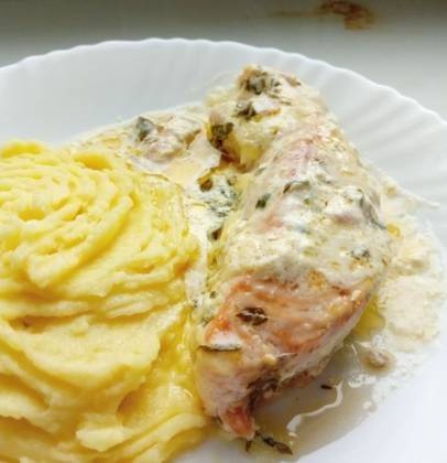 Salmon or Trout Fillet with Sauce