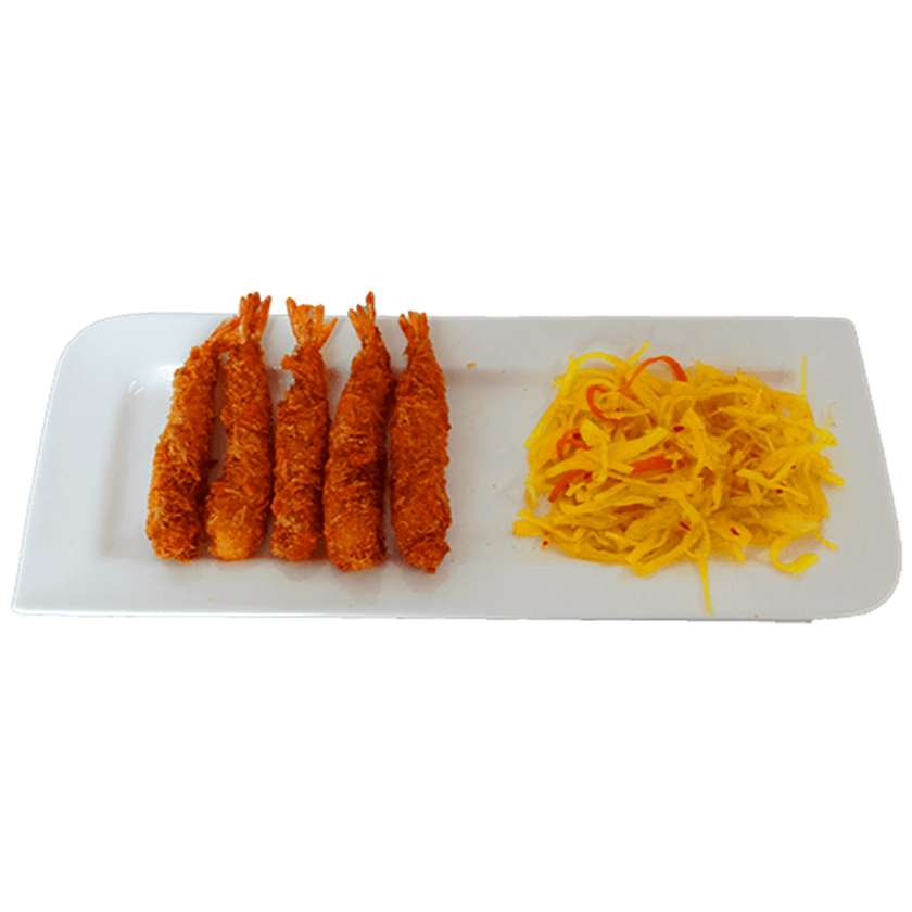 7. Vyprážané krevety so šalátom (炸天妇罗虾) 5ks 125g (1.2.3)