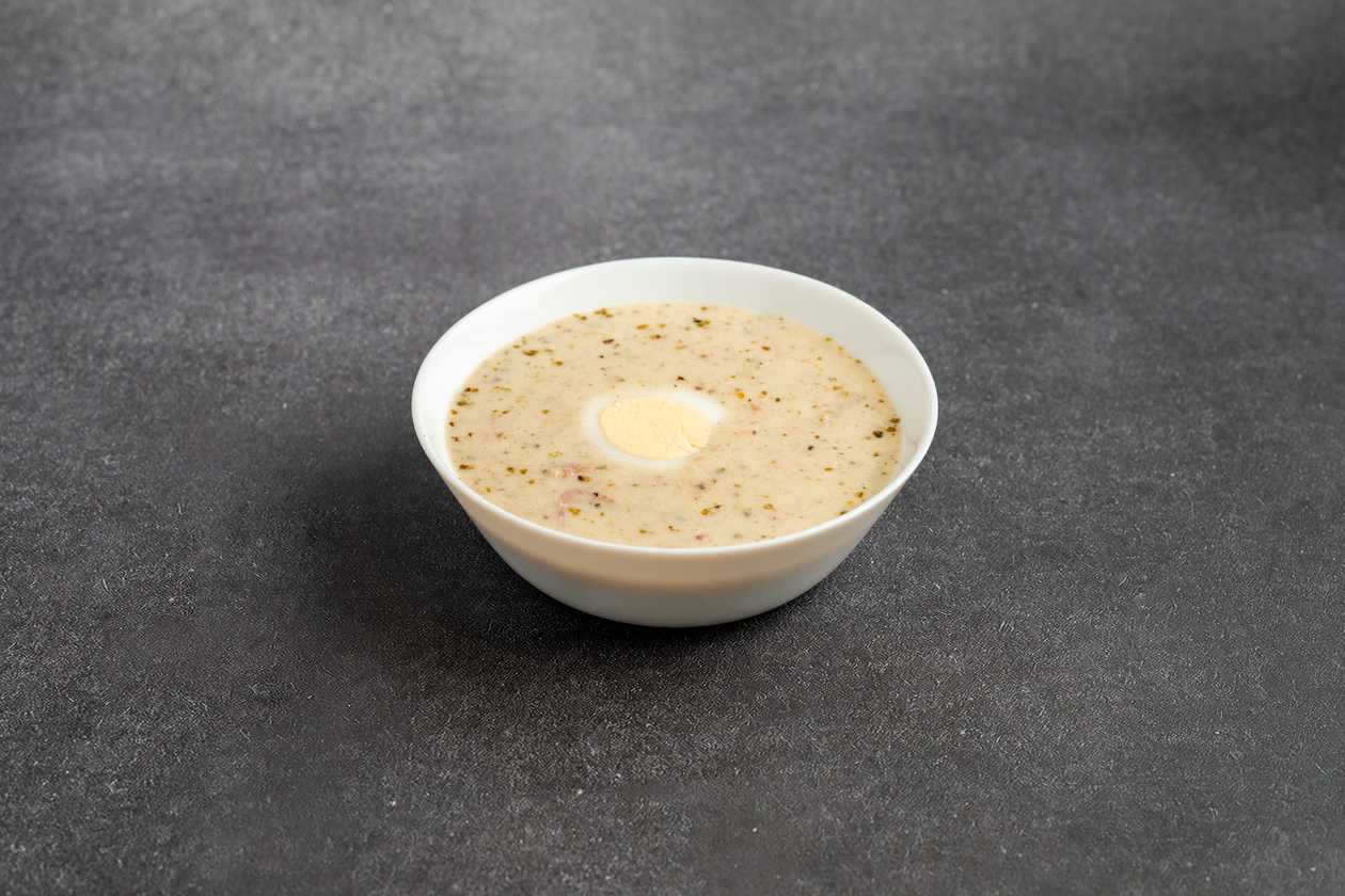 Żurek with White Sausage and Egg