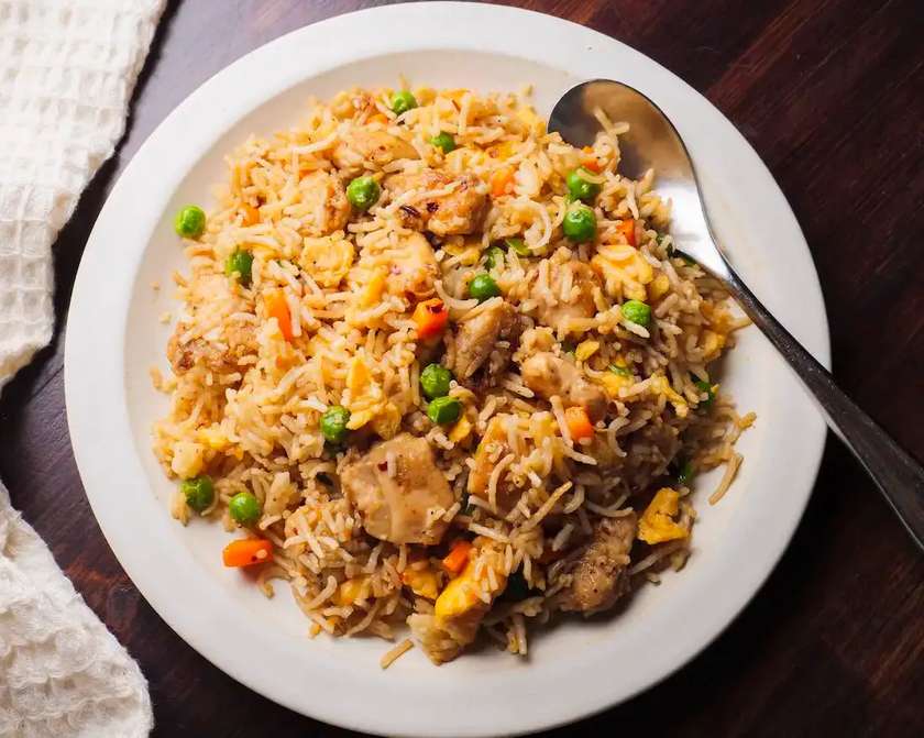 Chicken fried rice with Soybean Soup