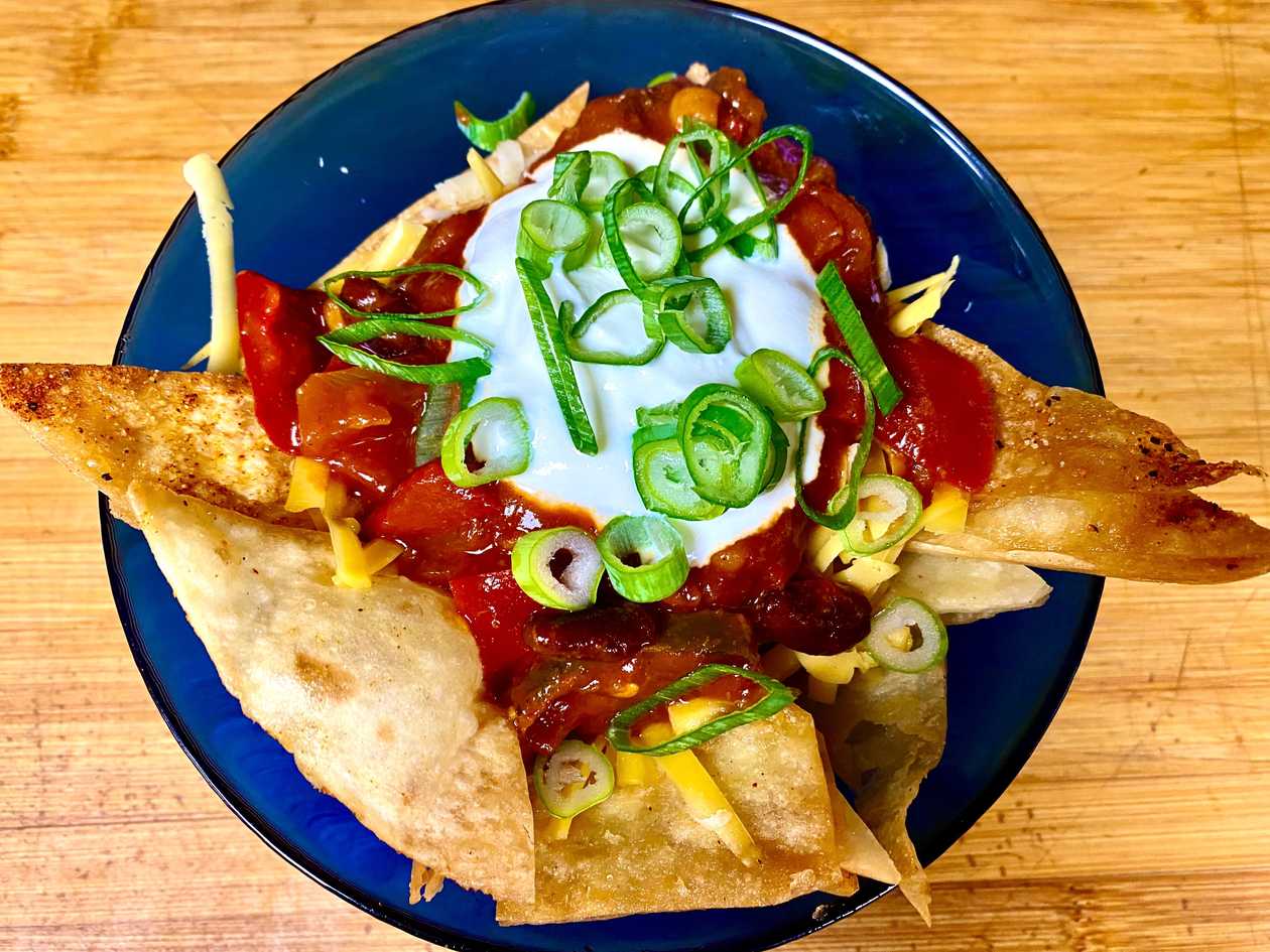 Fritos with Mexican Salsa, Cheddar Cheese, and Sour Cream