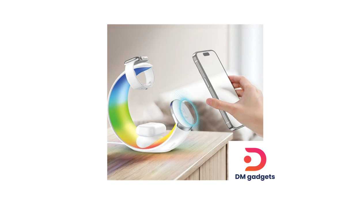 #620A#Earldom® WC55 4in1 RGB 15W Wireless Charging Stand for Phone Watch and Airpods