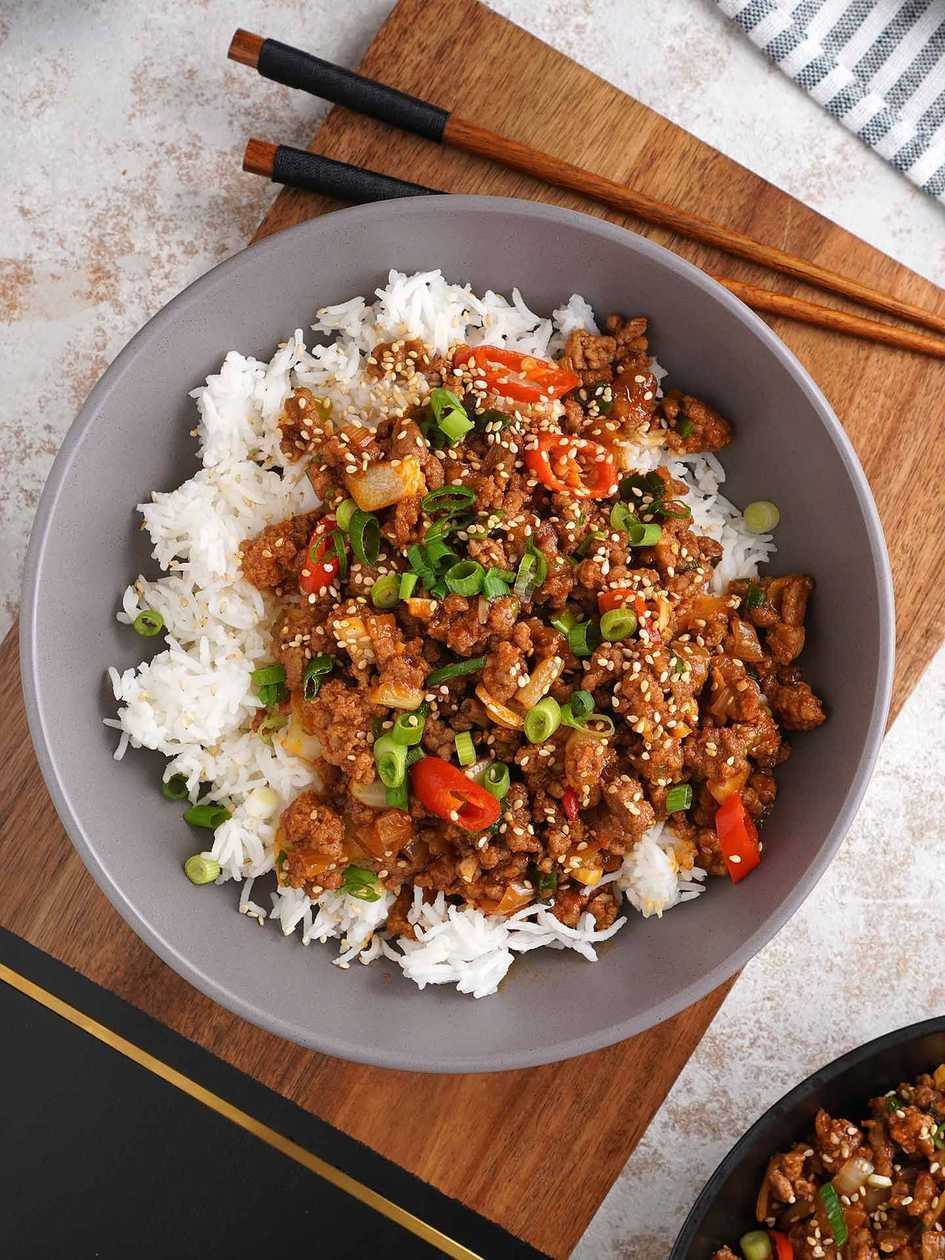 Plain Rice with Beef Sauce