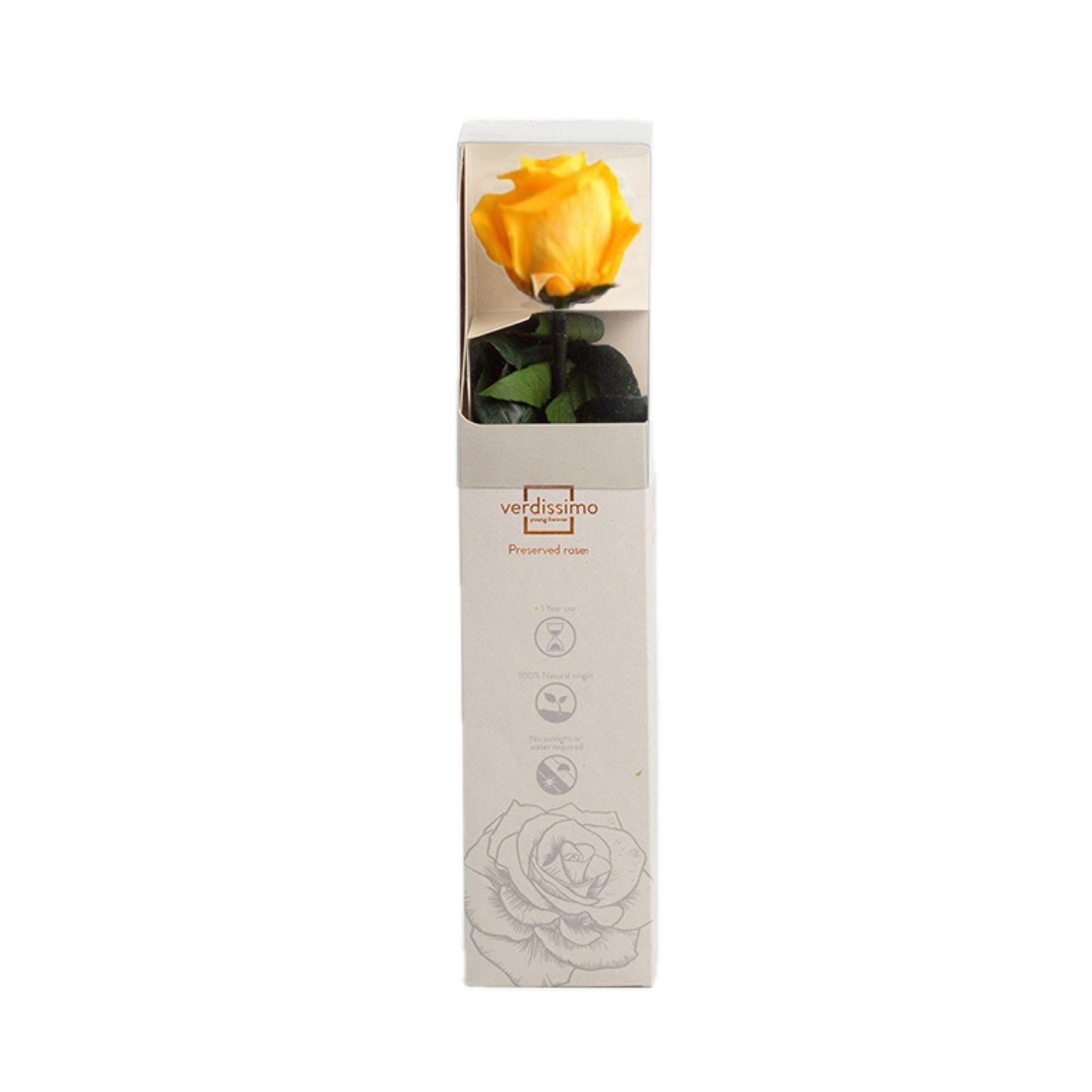 Stabilized Rose Short, Yellow, 1pc