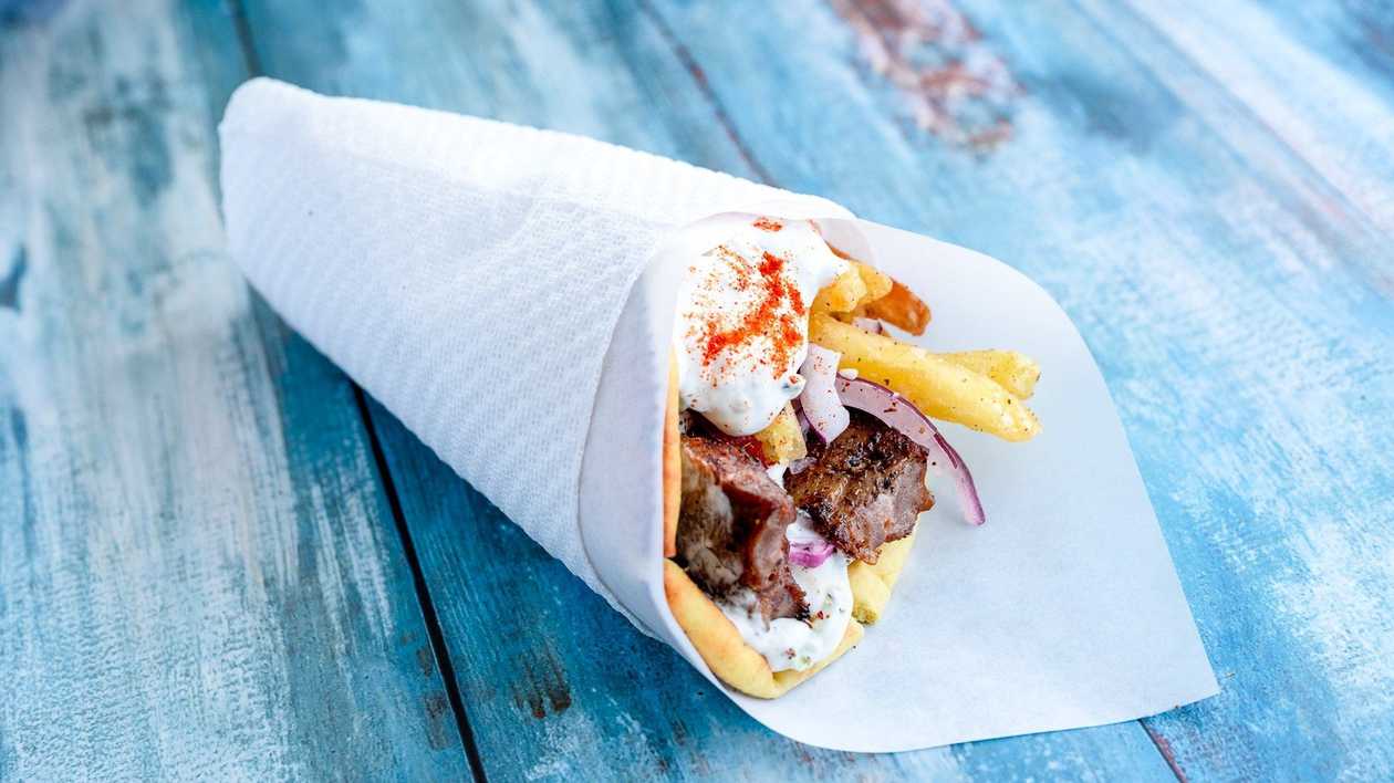 Souvlaki Pork Wrapped Pita