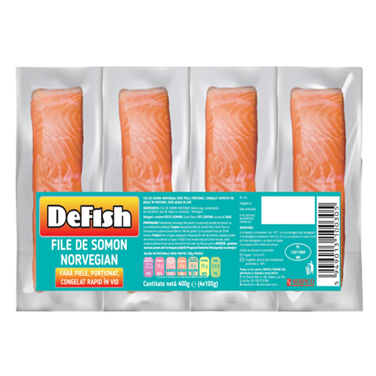 Defish, Norwegian Salmon Fillets, 4x 100 g