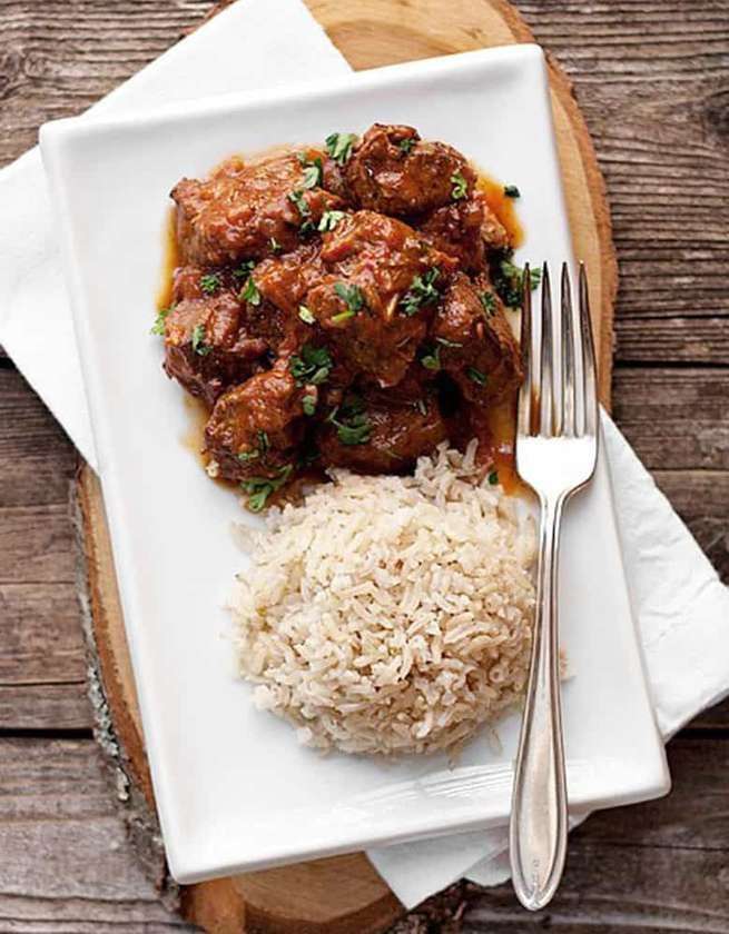 Plain Rice with Beef Stew