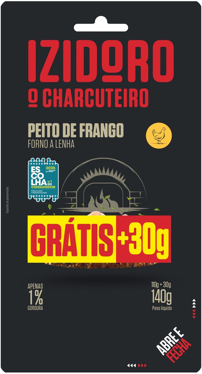 FIAMBRE PEITO DE FRANGO FATIAS FINAS FORNO LENHA IZIDORO 110G
