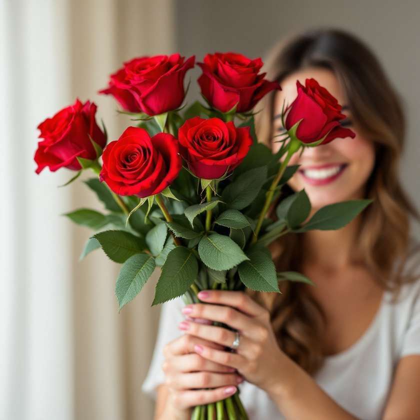 7x Red Rose