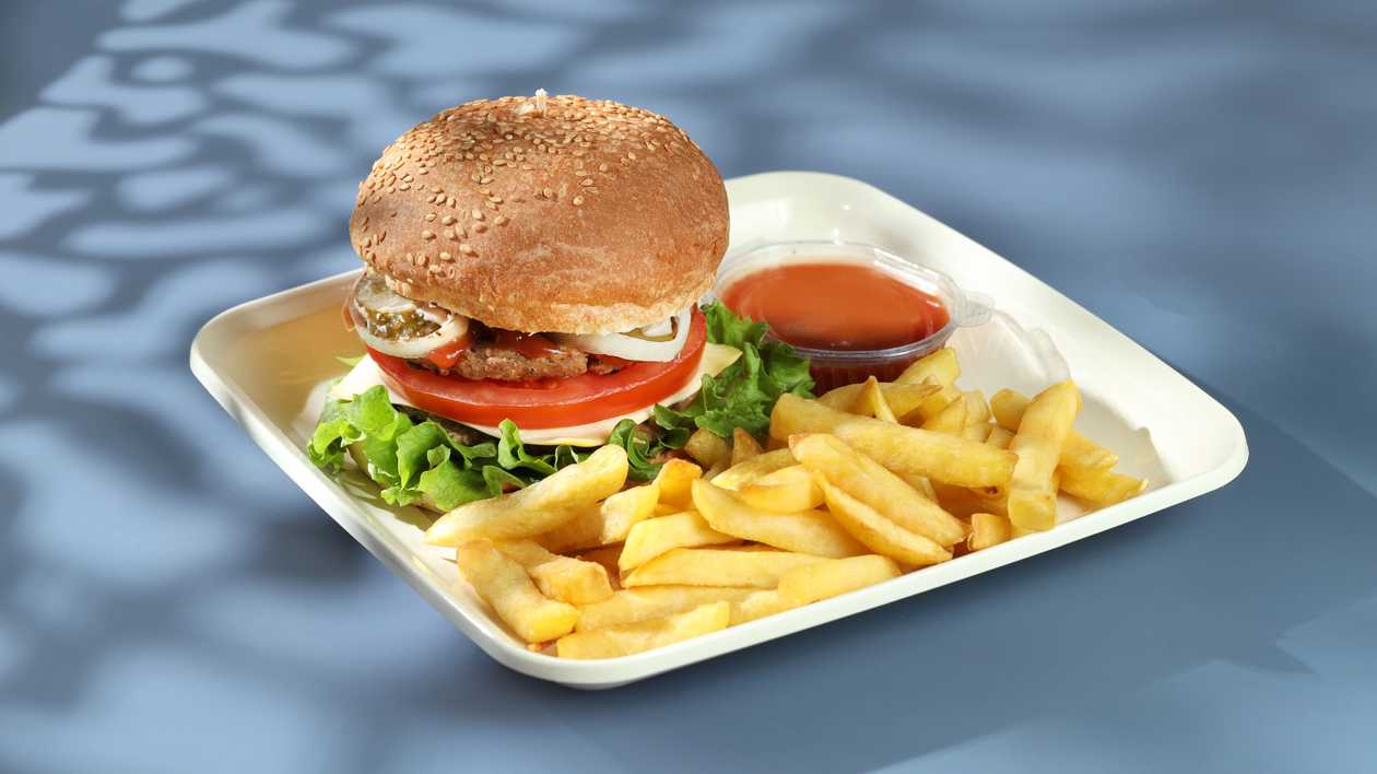 Beef Burger ( double layer) + fries + ketchup