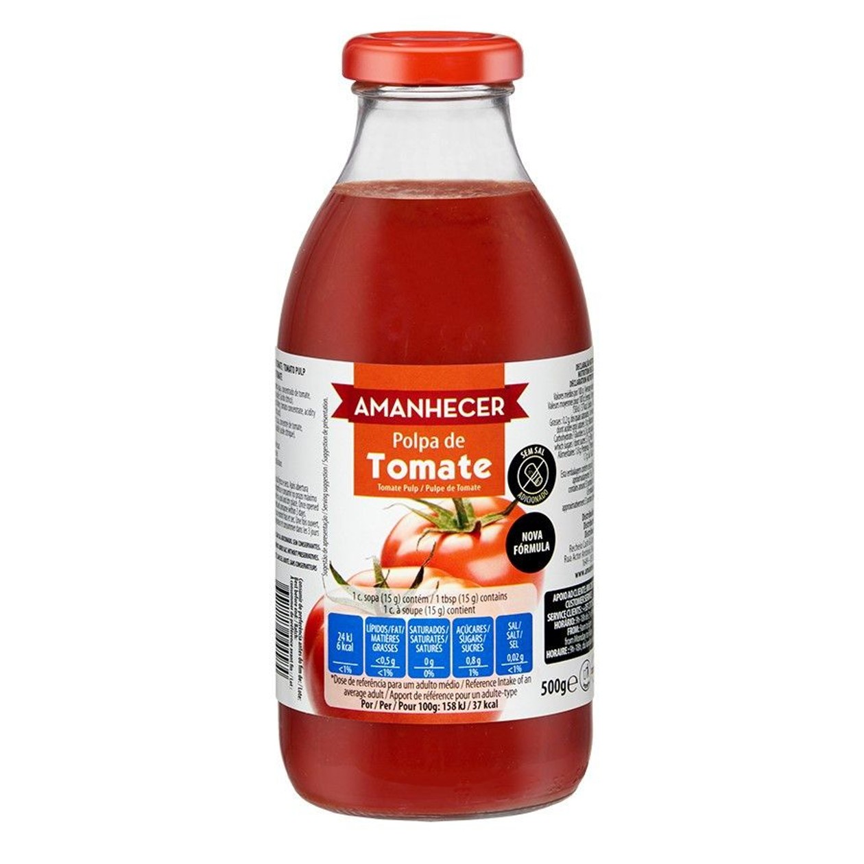 Polpa De Tomate Amanhecer Frasco 500 g