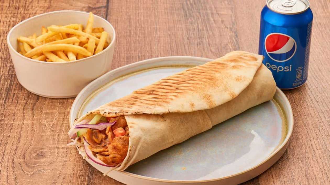 Kebabas+bulvytės+pepsi