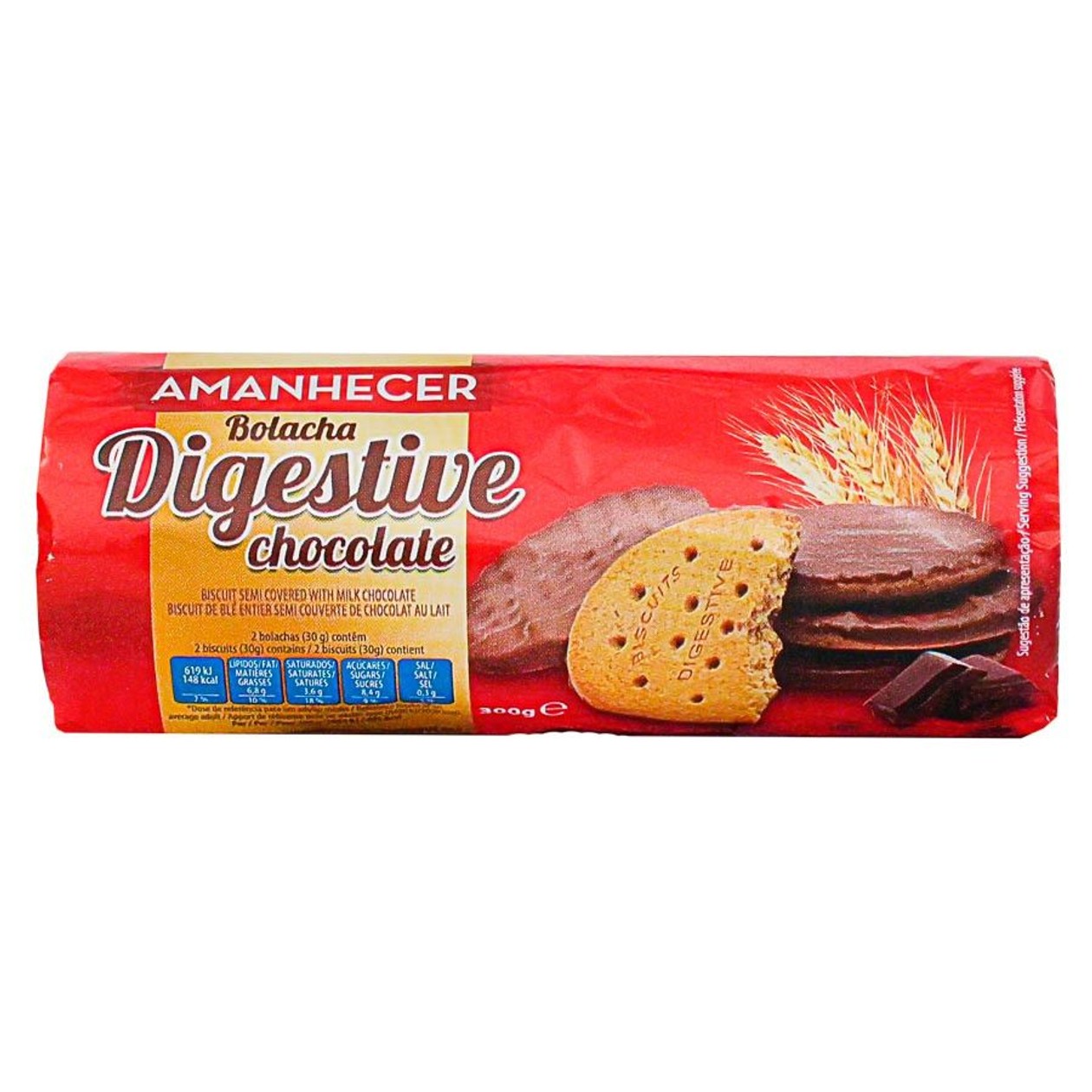 Bolachas Digestivas Amanhecer Cobertas De Chocolate 300 g