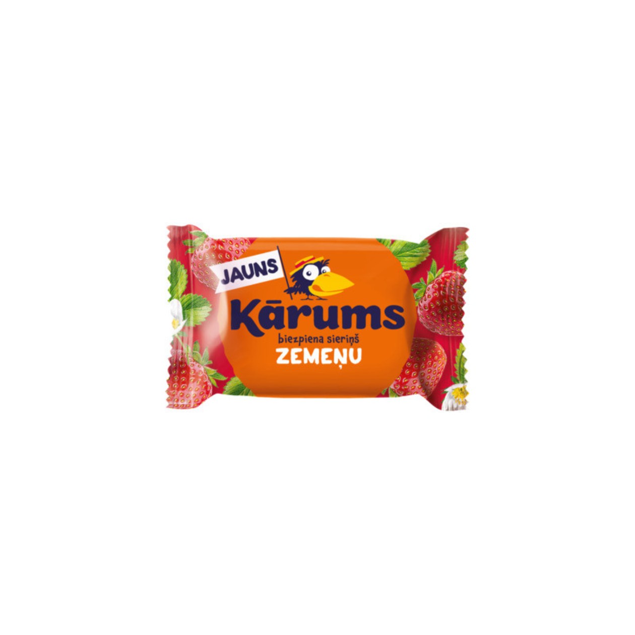 Braškinis varškės sūrelis su braškių skonio glaistu KARUMS, 45g (baigiasi galiojimas)