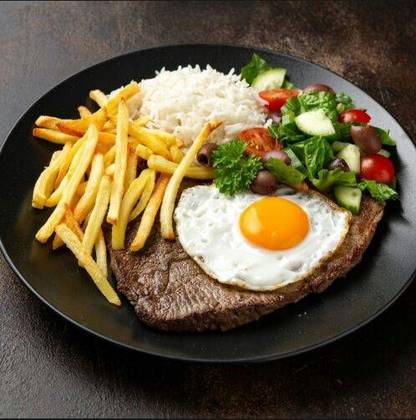 Beef Steak with Fried Egg and Fries