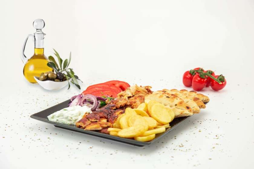 Chicken and Pork Gyros on a Plate