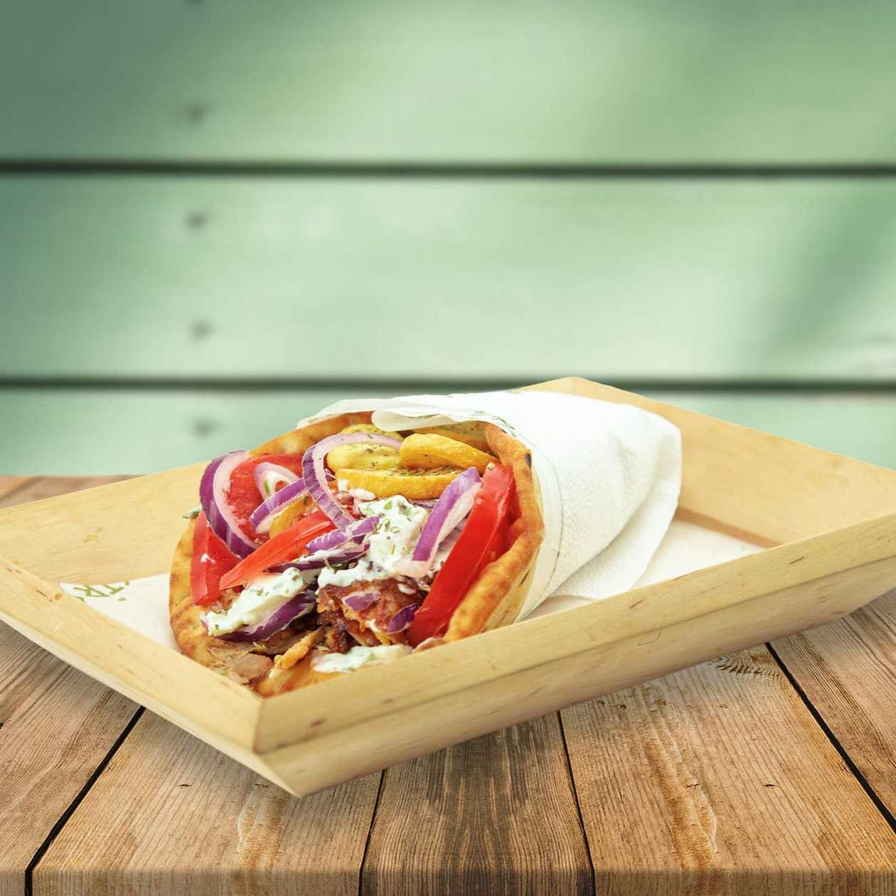 Mixed Chicken and Pork Gyros Sandwich