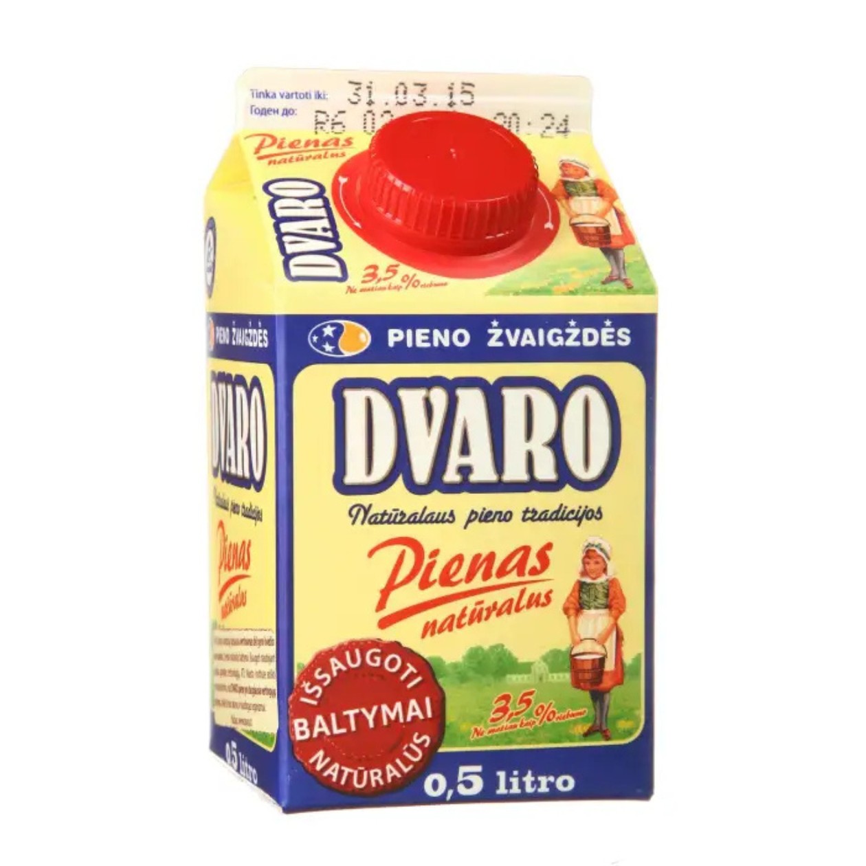Pasterizuotas DVARO pienas (3,5%), 0,5l (baigiasi galiojimas)