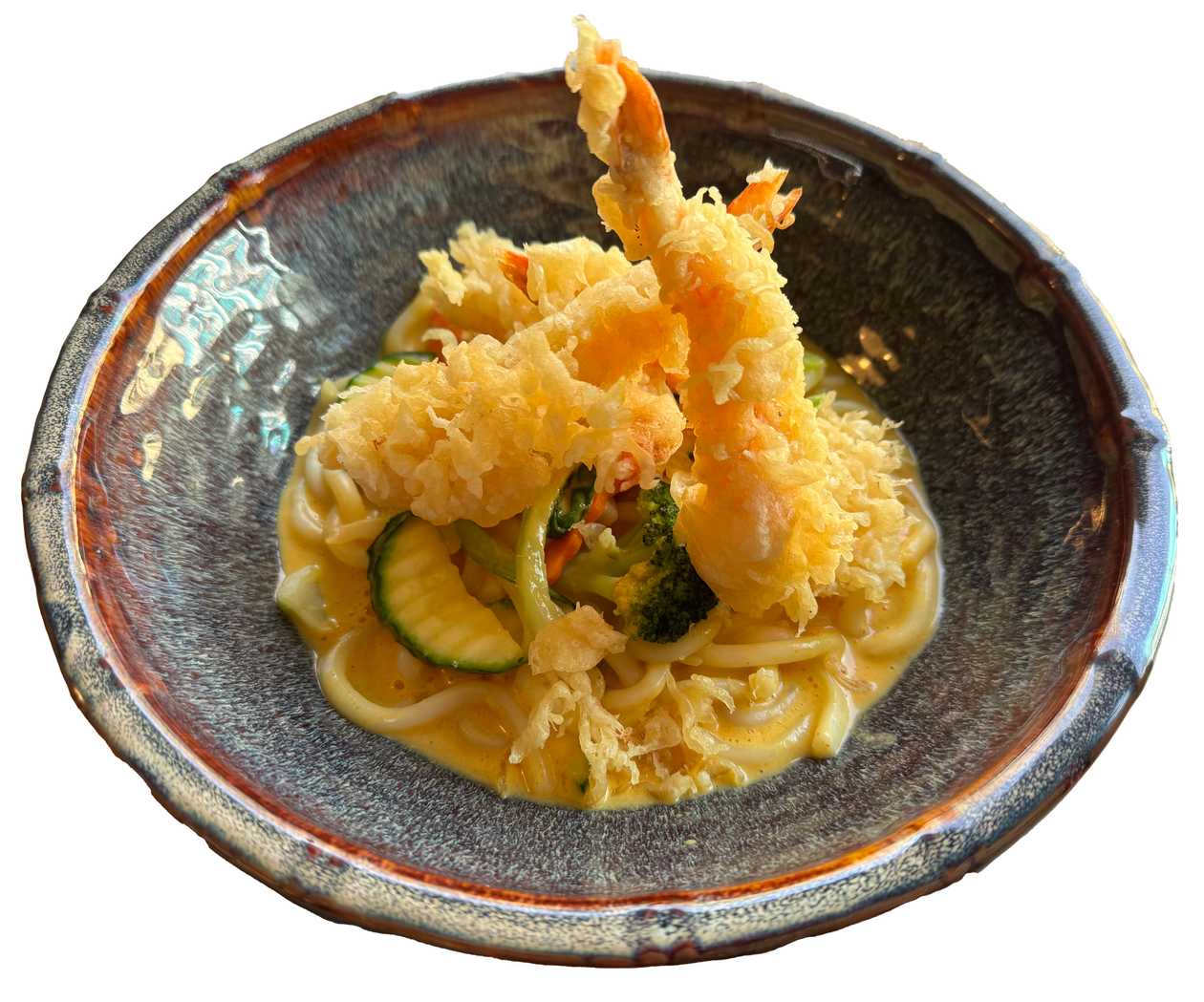 Udon with Mango Shrimp Tempura
