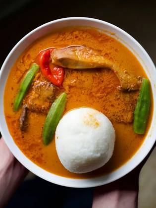 Rice Ball with Groundnut Soup