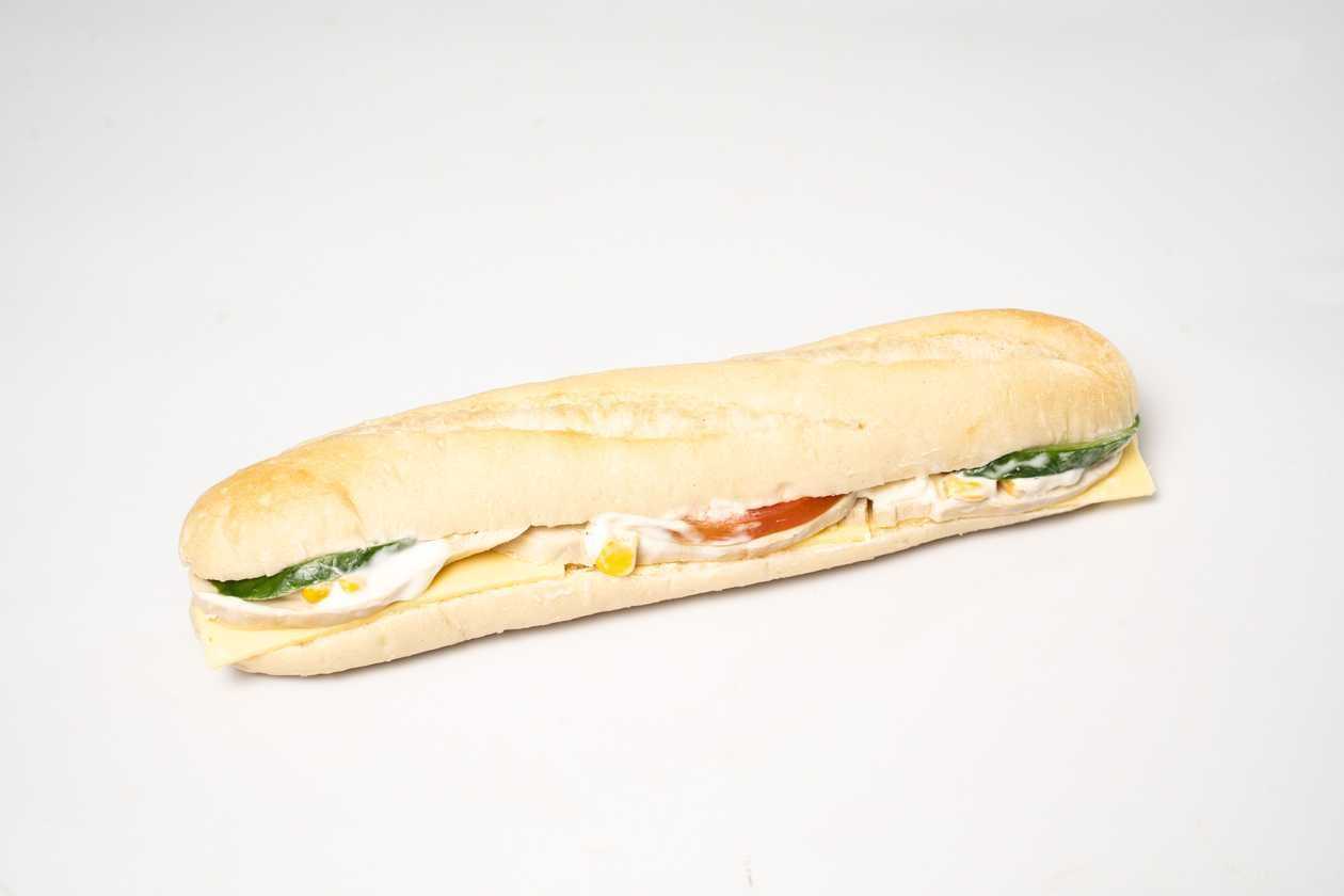Baguette With Grilled Chicken Fillet, Tomato, Mayonnaise Sauce
