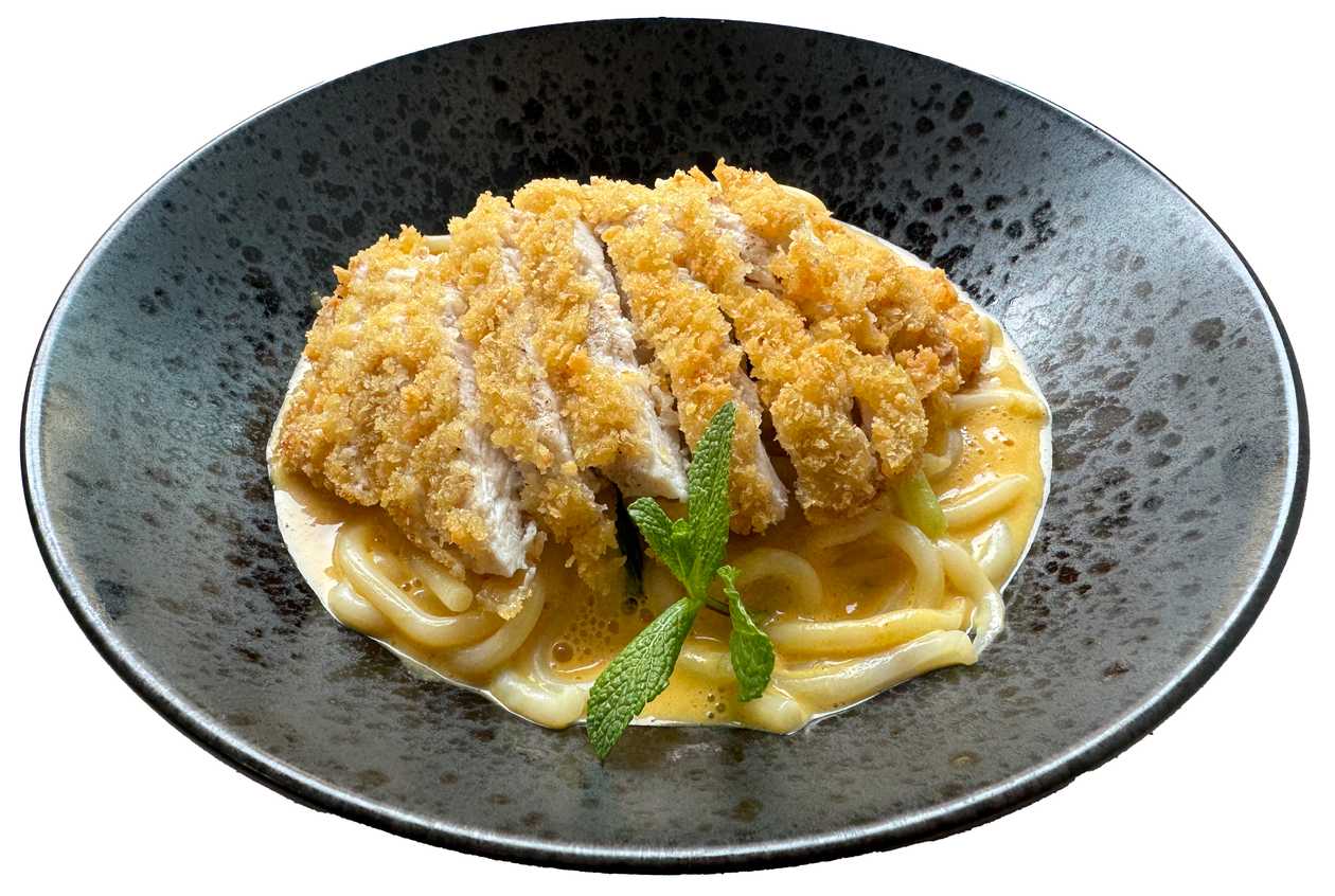Udon with Mango Chicken Tempura