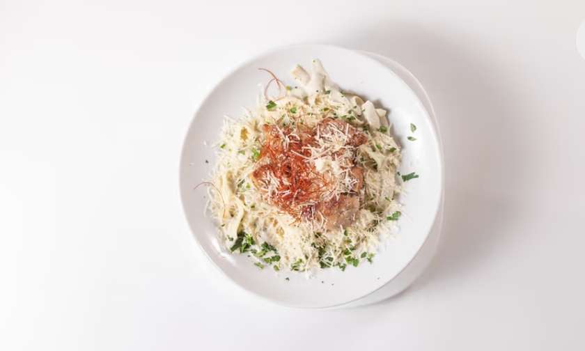 Tagliatelle with Niva Blue Cheese Sauce and Grilled Pork Tenderloin