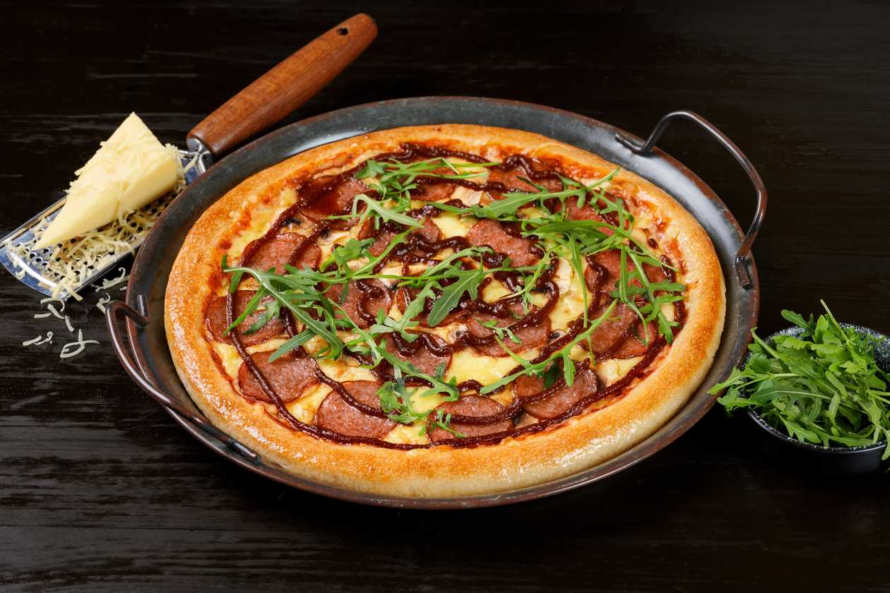 BBQ thick-crust pizza