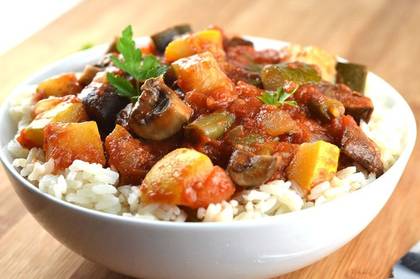 Vegetable Stew with Plain Rice