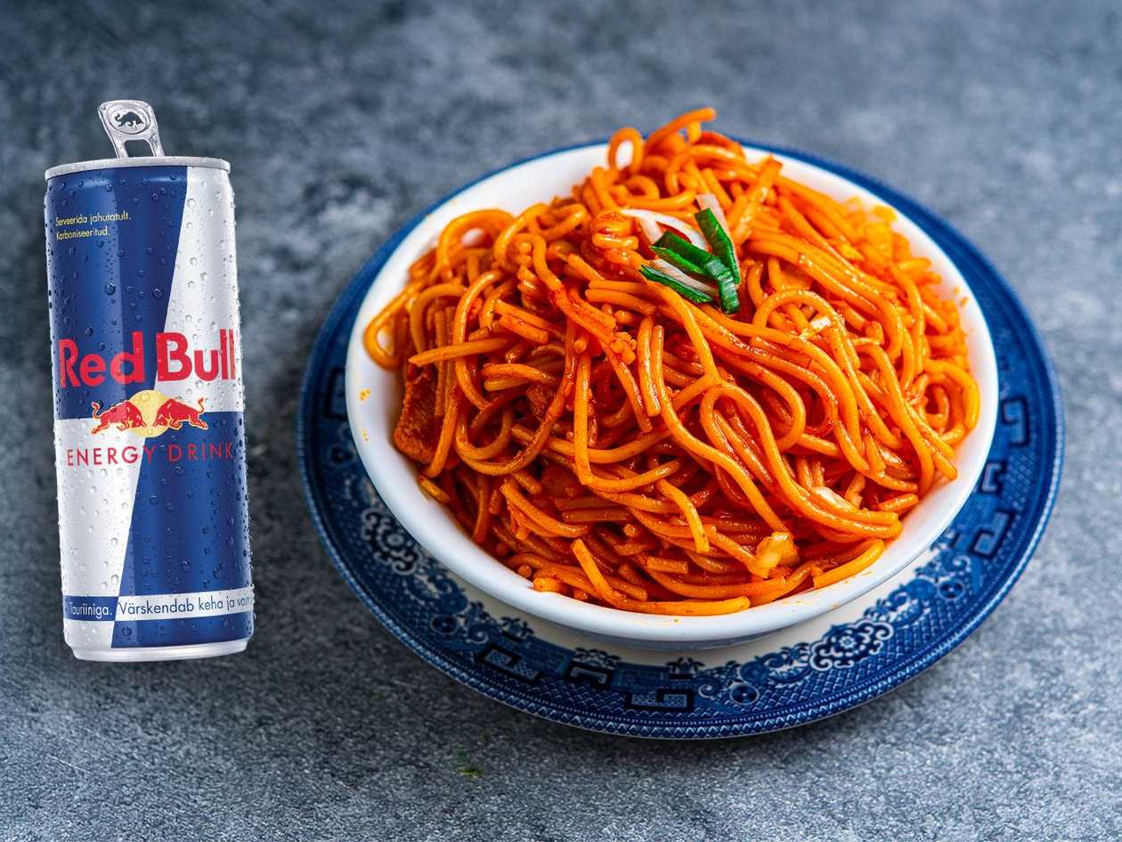 Chilli Chicken Noodles + Red Bull