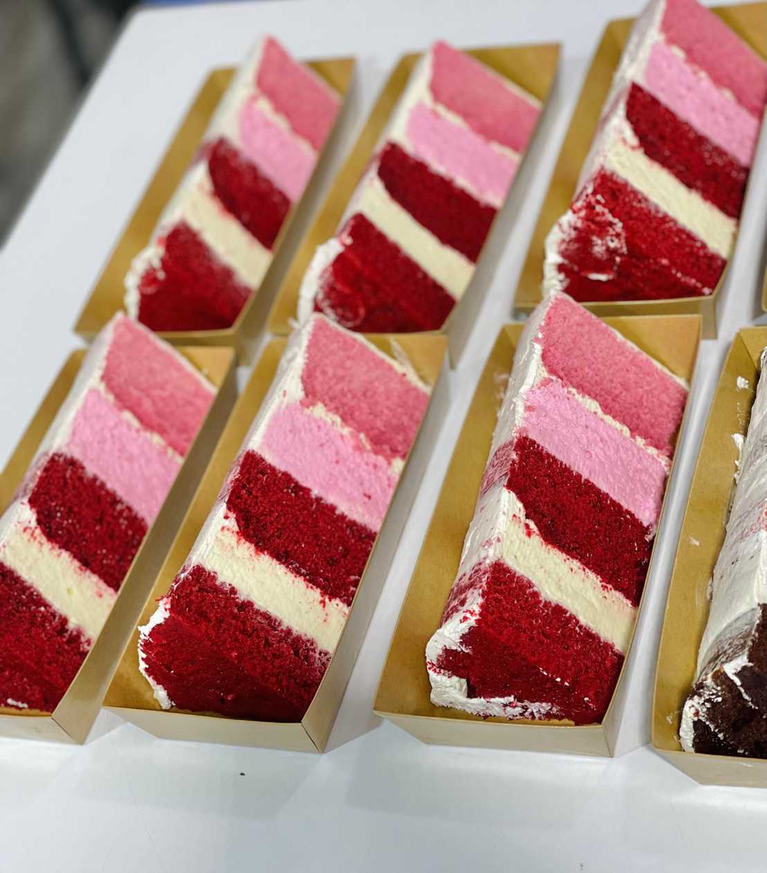 Rainbow Redvelvet Cheesecake slice