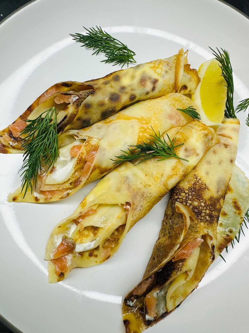 Pancakes with Salmon and Cream Cheese