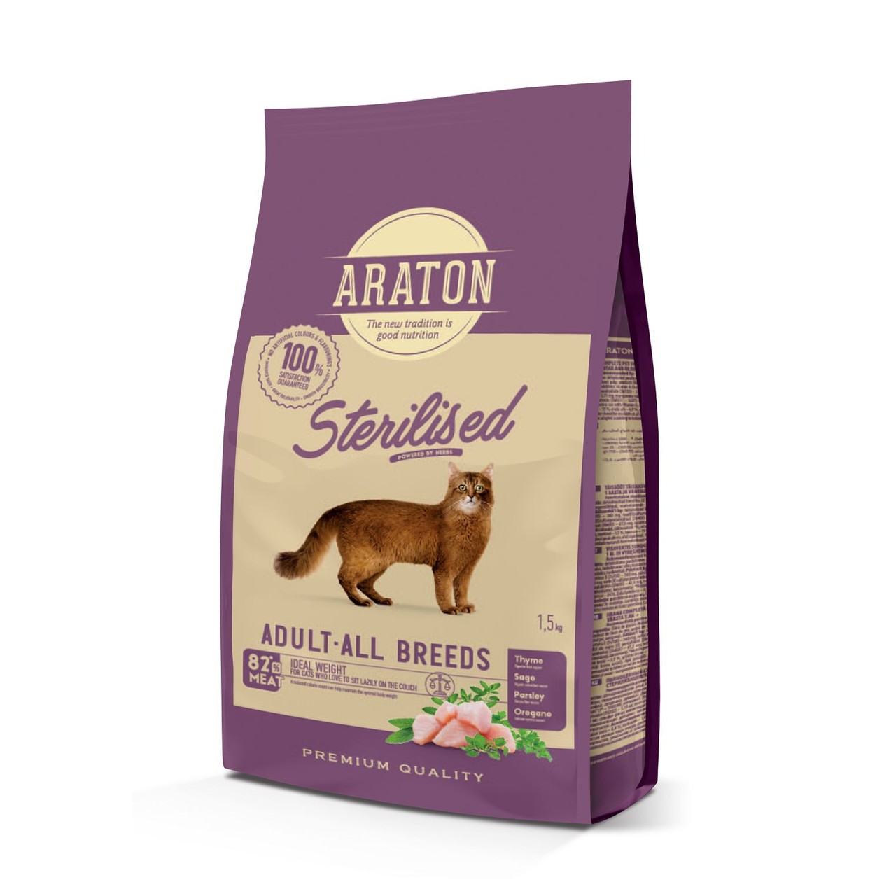 ARATON dry food for adult sterilised all breed cats with poultry 1.5kg